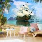 Photo Wallpaper Pirates, Ships, Island, Sea, Wall Mural Kids Room Decor w118 x h91
