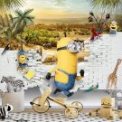 Photo Wallpaper Minions, Savannah, Palms, Animal, Parrots, Wall Mural Kids Room w118" x h94"