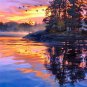 Photo Wallpaper Autumn Evening Landscape on the River, Wall Mural Bedroom Home Decor