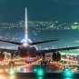 Wall Mural Airplane, Night Flight, Airport, Lights, Runway, Photo Wallpaper Room Decor