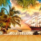 Wall Mural Pirate Island, Pirates, Sailboat, Ship, Photo Wallpaper Kids Room w114" x h87"