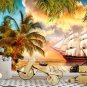 Wall Mural Pirate Island, Pirates, Sailboat, Ship, Photo Wallpaper Kids Room w114" x h87"