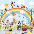 Wall Mural Funny Animals, Cartoon Animals, Rainbow, Photo Wallpaper Kids Room