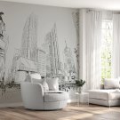 Wall Mural Rhythm of the City Black and White Drawing Photo Wallpaper Decor