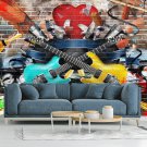 Wall Mural Graffiti on the Wall, Music, Auto, Photo Wallpaper Room Home Decor