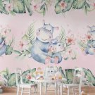 Wall Mural Cute Hippo Family, Animals, Photo Wallpaper for Nursery Room Decor