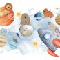 Wall Mural Animal Adventures in Space, Photo Wallpaper for Kids Bedroom Home Decor