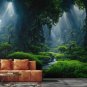 Wall Mural A Stream Through a Dense Forest, Nature, Photo Wallpaper for Room Decor