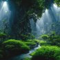 Wall Mural A Stream Through a Dense Forest, Nature, Photo Wallpaper for Room Decor