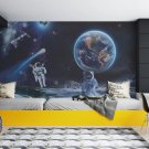 Wall Mural Space, Astronauts on the Moon, Spaceship, Photo Wallpaper for Room Decor Murals