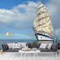 Wall Mural Big Sailing Ship, Sea, Calm, Rainbow, Photo Wallpaper for Room Decor Murals