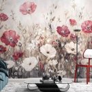 Photo Wallpaper Watercolor, Colorful Wild Flowers, Wall Mural for Bedroom Home Decor, Murals