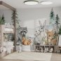 Photo Wallpaper Forest Cute Animals, Hare, Squirrel, Deer, Raccoon, Wall Mural for Kids Room