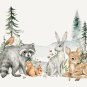 Photo Wallpaper Forest Cute Animals, Hare, Squirrel, Deer, Raccoon, Wall Mural for Kids Room