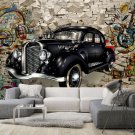 Photo Wallpaper Collage, Graffiti on the Wall, Vintage Car, Wall Mural for Kids Bedroom Decor