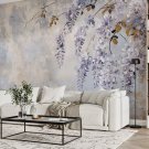 Photo Wallpaper Flowering Hanging Branches Wisteria, Wall Mural for Bedroom, Modern Murals