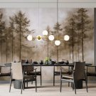 Photo Wallpaper Tall Pines in the Misty Forest, Wall Mural for Bedroom Home Decor, Murals