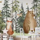 Photo Wallpaper Watercolor, Painted Animals in the Forest, Wall Mural for Kids Room Decor, Murals