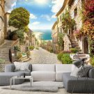 Photo Wallpaper Mediterranean, Ancient Street, Sea, Wall Mural for Room Home Decor, Murals