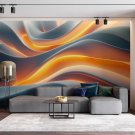 Wall Mural Abstract, Multicolored Waves, Photo Wallpaper for Room Home Decor, Murals