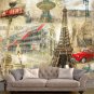 Wall Mural Collage, France, Paris Landmarks, Photo Wallpaper for Room Decor, Murals