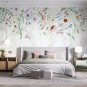 Wall Mural Floral Ornament with Wild Flowers, Photo Wallpaper for Room Decor, Murals