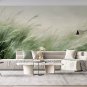 Wall Mural Tall Field Grass in the Morning Mist, Photo Wallpaper for Room Home Decor, Murals