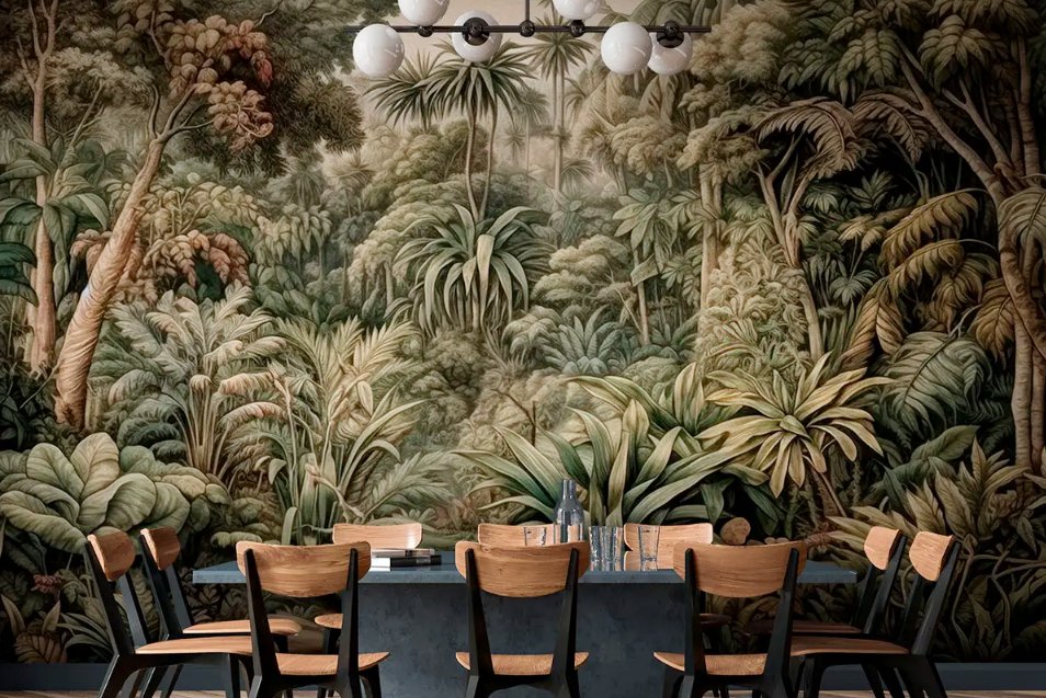 Wall Mural Impenetrable Jungle, Tropical Plants, Photo Wallpaper for Room Home Decor, Murals