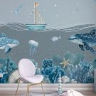 Wall Mural Marine Life, Whale, Fish, Corals, Photo Wallpaper for Kids Room Home Decor, Murals