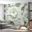 Wall Mural Decor of Large Volumetric White Flowers, Photo Wallpaper for Room, Murals