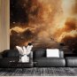 Wall Mural Space, Fire Starry Sky, Path with Wooden Flooring, Photo Wallpaper for Room Decor, Murals