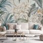Wall Mural Tropical Flowers and Leaves Close Up, Photo Wallpaper for Room Home Decor, Murals