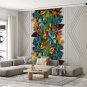 Wall Mural Exotic Leaves with Geometric Pattern, Photo Wallpaper for Room Decor, Murals