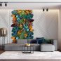 Wall Mural Exotic Leaves with Geometric Pattern, Photo Wallpaper for Room Decor, Murals