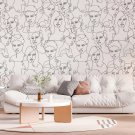 Wall Mural Black and White Drawing of Women's Faces, Photo Wallpaper for Room Decor, Murals