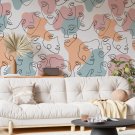 Wall Mural Contours of Women's Faces with Multicolored Paints, Photo Wallpaper for Room Decor
