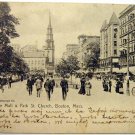 Vintage USA Postcard, The Mall & Park St, Church, Boston, Mass, post card 1908