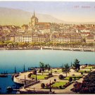 Vintage Postcard Switzerland - Geneva, Panorama of the city, post card 1900's
