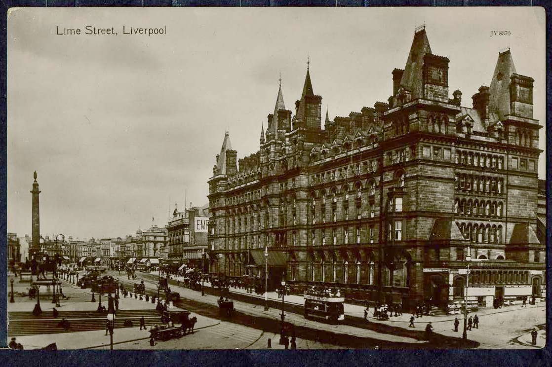 Vintage Postcard Great Britain, Lime Street, Liverpool, post card 1900's