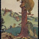 Vintage Postcard Soviet USSR - Russian Folk Tales, Dog and Wolf, post card 1955