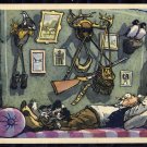 Vintage Postcard Russian USSR - Soviet Artist I.M. Semenov, Hunter at Rest, Humor 1961