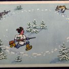 Vintage Postcard Russian USSR - Soviet Artist Semenov, Hunter - on the first snow, Humor 1961