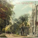 Vintage USA Postcard, Connecticut, Hillhouse Avenue and St. Mary's Church, New Haven 1914