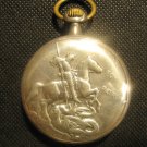 Antique SWISS Pocket Watch With St. George the Victorious, Sterling Silver 800, 1900's