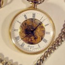 Vintage Germany = Garde Ruhla = Skeleton Pocket Watch Gold Tone 1970's