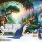 Wall Mural Fairy Tale Landscape, Huts, Forest, Mountains, Photo Wallpaper for Kids