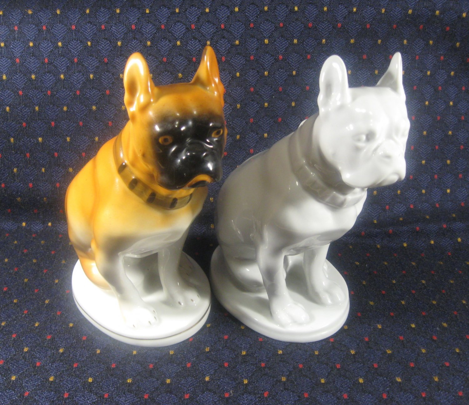 Pair Vintage LFZ Soviet Porcelain Figure Bulldog Boxer, Dog, Lomonosov Factory, USSR 1950s