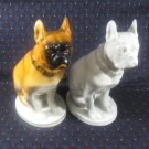 Pair Vintage LFZ Soviet Porcelain Figure Bulldog Boxer, Dog, Lomonosov Factory, USSR 1950s