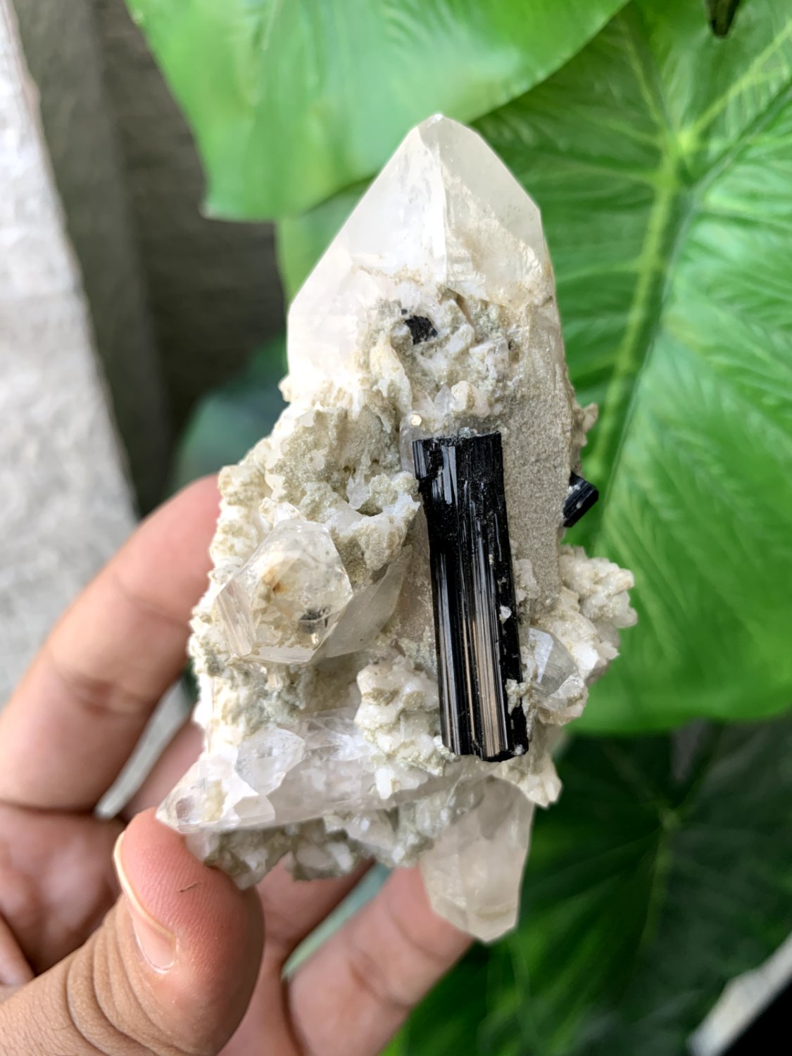 Beautiful Quartz Combine with Black Tourmaline Specimen From Pakistan, 178 Gram