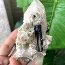 Beautiful Quartz Combine with Black Tourmaline Specimen From Pakistan, 178 Gram